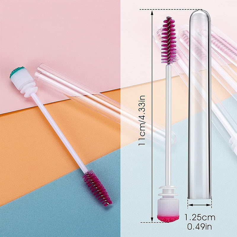 50pcs Reusable Eyelash Brush Tube Disposable Mascara Wands for Eyelash Extension Replaceable Dust-proof Eyebrow Brushes