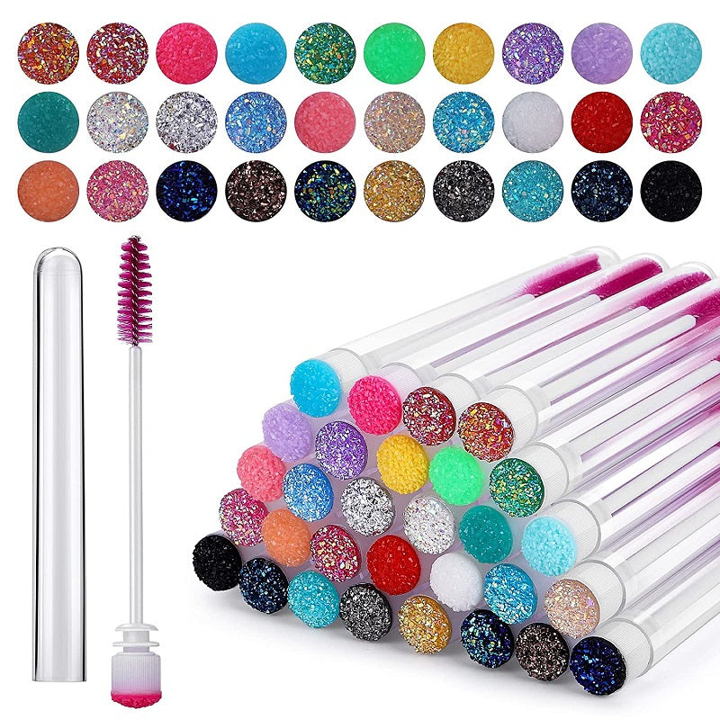 50pcs Reusable Eyelash Brush Tube Disposable Mascara Wands for Eyelash Extension Replaceable Dust-proof Eyebrow Brushes