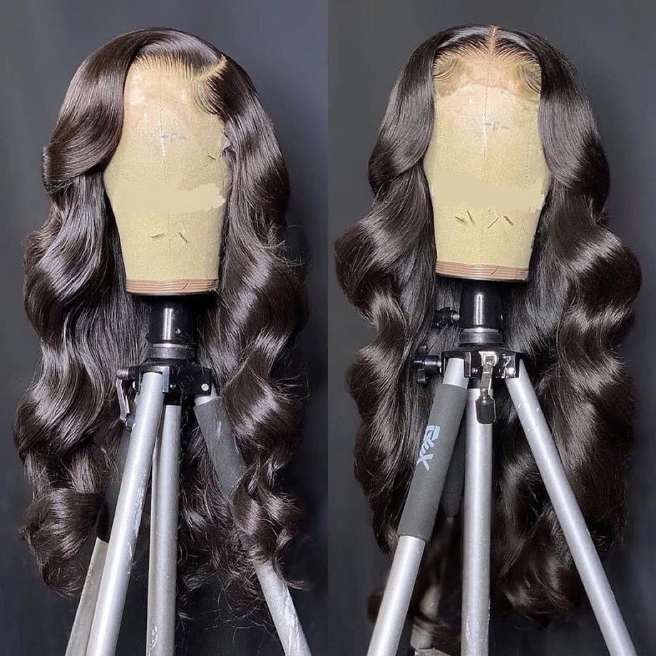 HD Body Wave Natural Black Lace Front Wig 100% Human Hair Wig